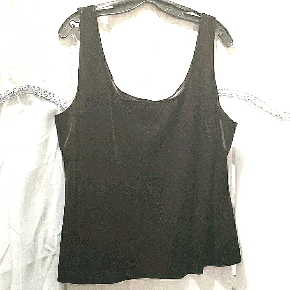 SLNY VELVET SCOOP NECK TANK TOP BLACK SZ 3X